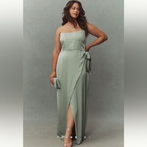 V. Chapman Strapless Sage Green Dress